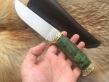 Нож Лось 1 (Elmax, стаб. карельская береза, латунное литье, позолота) 