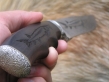 Нож Осетр ( Торцевой Дамаск с никелем, граб, мельхиор, гравировка)