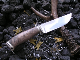 Нож Вепрь 2 (Elmax, стабилизированная карельская береза, мельхиор)