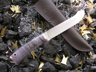 Нож НК-5 (Elmax, стаб. карельская береза, мельхиор)