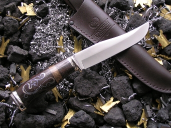 Нож Охотник эксклюзивный (Elmax, мельхиор, наборная рукоять)