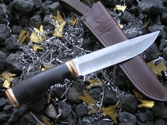 Нож Дамаск 1 (Дамаск, граб, бронза)