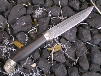 Нож - Сова (дамасская сталь, граб)