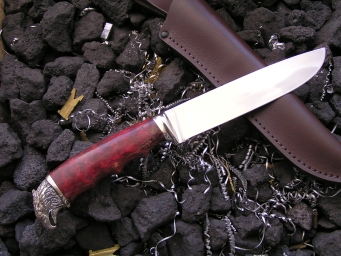 Нож Орел 2 (х12мф, стаб. карельская береза, мельхиор)