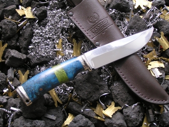 Нож НР 1 (ХВ5, стаб. карельская береза, мельхиор) 