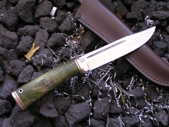 Нож Игла 1 (Elmax, стаб. карельская береза, мельхиор)