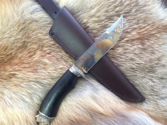 Нож Медведь 1 (Elmax, граб, мельхиор, позолота) 