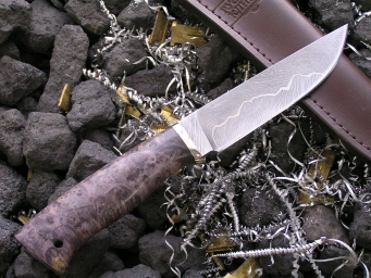 Нож эксклюзивный 11 (дамаск, кап клена, мельхиор)