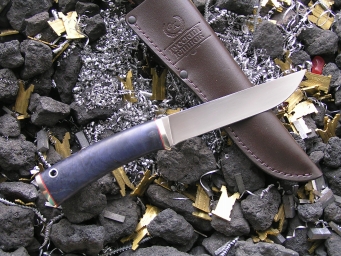 Нож РН-10 (М390, стаб. карельская береза, мельхиор)