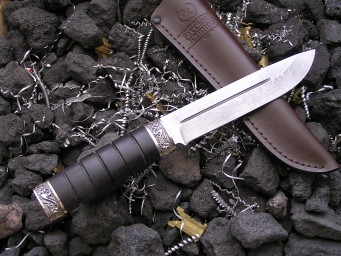Нож - Солдат (дамасская сталь, граб)