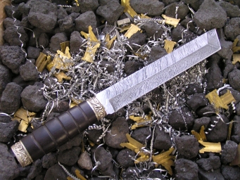 Нож Танто (Дамаск, граб, мельхиор)